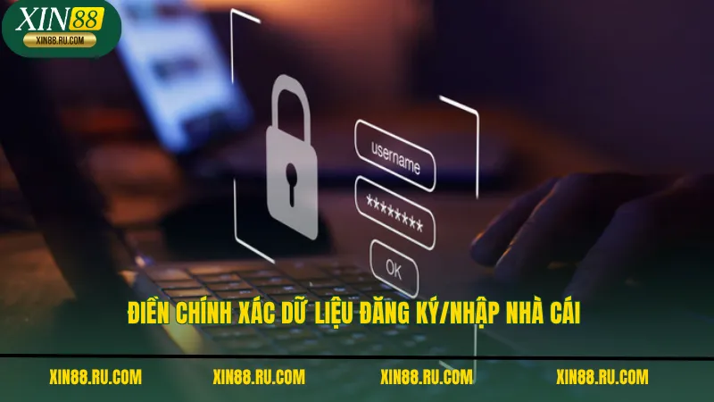 Điền chính xác dữ liệu đăng ký/nhập nhà cái